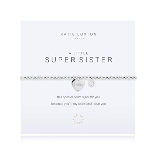 Katie Loxton A Little Super Sister Heart Silver Women s Stretch Adjustable Charm Bangle Bracelet