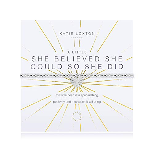 Katie Loxton A Little She Believed She Could So She Did Silver Women s Stretch Adjustable Charm Bangle Bracelet