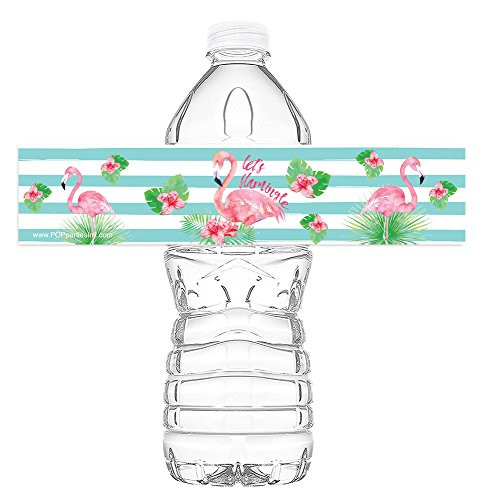 POP parties Flamingle Bottle Wraps - Set of 20 - Flamingo Water Bottle Labels - Flamingo Decorations - Made in the USA