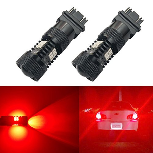 iBrightstar Newest Extremely Bright 3030 Chipsets 3156 3157 3057 4157 LED Bulbs with Projector Replacement for Brake Lights,Tail Lights,Turn Signal Lights,Brilliant Red