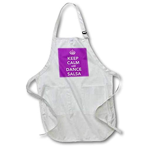 3dRose apr 163928 4 Keep Calm and Dance Salsa Purple Latin Dance Full Length Black Apron with Pockets 22 by 30 Inch