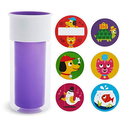 Munchkin Miracle 360 Insulated Sippy Cup Includes Stickers to Customize Cup 9 Ounce Purple