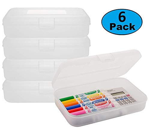 1InTheoffice Pencil Box Translucent Clear  6 Pack