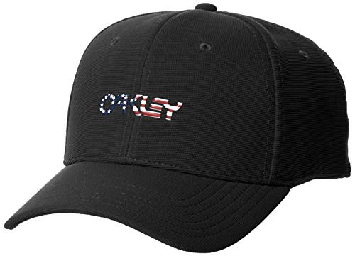 Oakley Men s 6 Panel Stretch Metallic Hat Black American Flag L XL