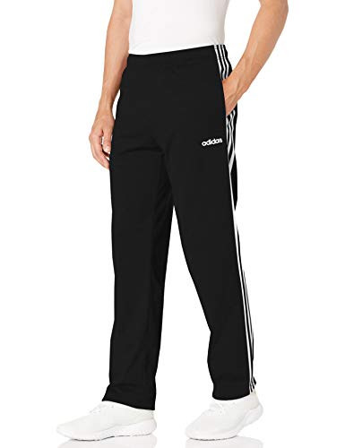 adidas Men s Essentials 3 Stripes Regular Tricot Pants Black White Medium