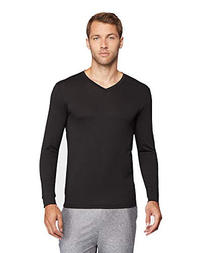 Mens Lightweight Baselayer Vneck Top Black Size XXLarge