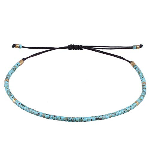 KELITCH Seed Bead Friendship Strand Bracelet Handmade Beaded String Bracelet Fashion Charm Jewelry Lake Blue