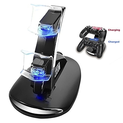 PS4 Controller Charger with LED Indicator, DualShock 4 Charging Station for PlayStation 4, Dual USB Fast Charging Station, DS4 Charging Dock for PS4/ PS4 Slim/ PS4 Pro Controller, Black