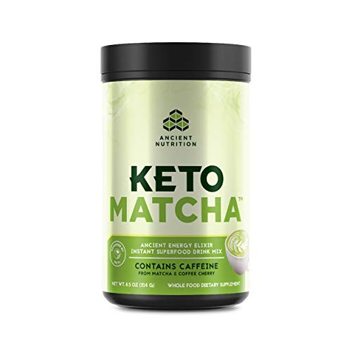 Ancient Nutrition KetoMATCHA Energy Elixir Powder 20 Servings Keto Diet Supplement MCTs from Coconut Green Tea Leaf Energy Booster