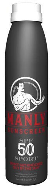 Manly Sunscreen SPF 50 Sport Performance Broad Spectrum Spray Fragrance free Reef friendly  Oxybenzone   Octinoxate free  Water Resistant 5 oz