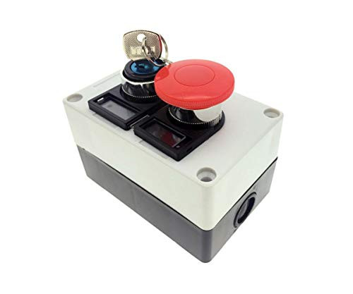 YXQ 660V 10A Push Button Station Momentary Key Lock Switch 2 Position On Off 40mm Red Mushroom Cap