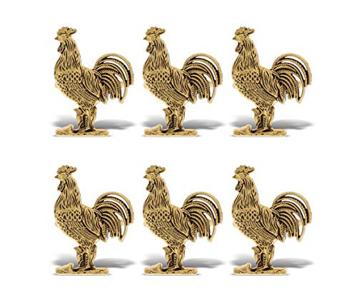 KitchaBon Gold Napkin Rings Set of 6 Table Setting Centerpiece Decor Napkins Ring Holders Napkin Ring Packs for Family Holiday Dinner Fancy Banquet   Wedding Decorations for Reception  Rooster