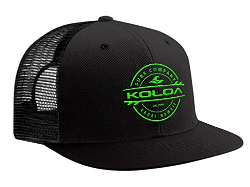 Koloa Surf Thruster Logo Mesh Back Trucker Hat in Black with Green Logo