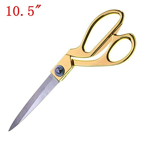 Highgradelife 10.5" Sharp Tailor Scissors Stainless Steel Clothing Dressmaking Shears Fabric Craft Cutting Adjustable Kitchen Scissors (Gold)
