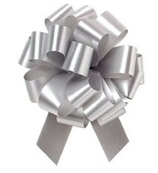 8 Inch Pull String Bows Silver 20 Loops  2   1 2 Inch Ribbon   10 pkg  Pkg 1