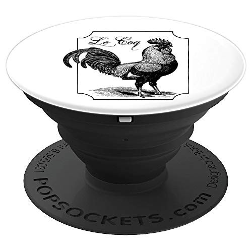 Le Coq Funny Chicken Rooster Cock White Pop Socket PopSockets Grip and Stand for Phones and Tablets