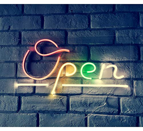 Britrio LED Open Neon Sign Light 17x8 Open Neon Sign Wall Art Hanging Decor Window Sign for Business Pub Beer Bar Stores Barber Shops USB Powered