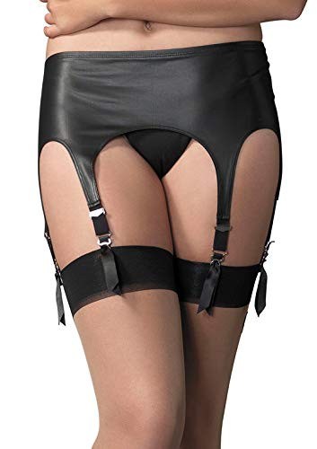 Leg Avenue Women s Matte Rubber Look Six Garter Belt Black One Size