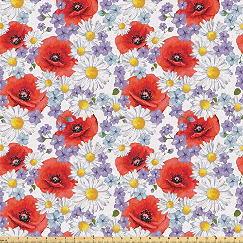 Ambesonne Flower Fabric by The Yard Purple Flowers Poppy and Daisy Summer Nature Wildflowers Graphic Stretch Knit Fabric for Clothing Sewing and Arts Crafts 1 Yard Lavender Scarlet Ambesonne Flower Fabric by The Yard Purple Flowers Poppy and Daisy Summer Nature Wildflowers Graphic Stretch Knit Fabric for Clothing Sewing and Arts Crafts 1 Yard Lavender Scarlet
