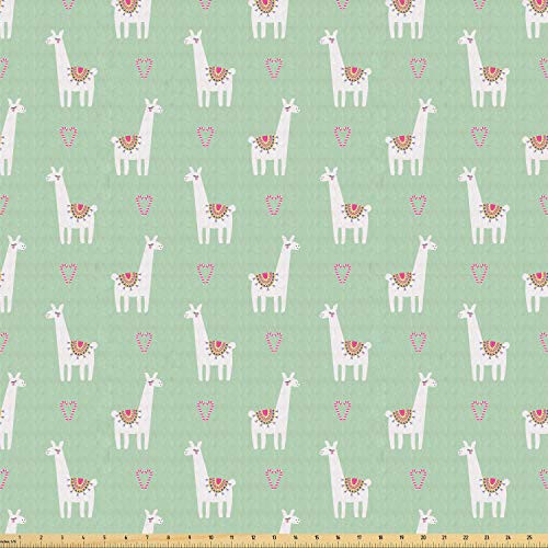Ambesonne Llama Fabric by The Yard Candy Cane Hearts Fun Pattern on Pastel Background Stretch Knit Fabric for Clothing Sewing and Arts Crafts 1 Yard Mint Green Ambesonne Llama Fabric by The Yard Candy Cane Hearts Fun Pattern on Pastel Background Stretch Knit Fabric for Clothing Sewing and Arts Crafts 1 Yard Mint Green