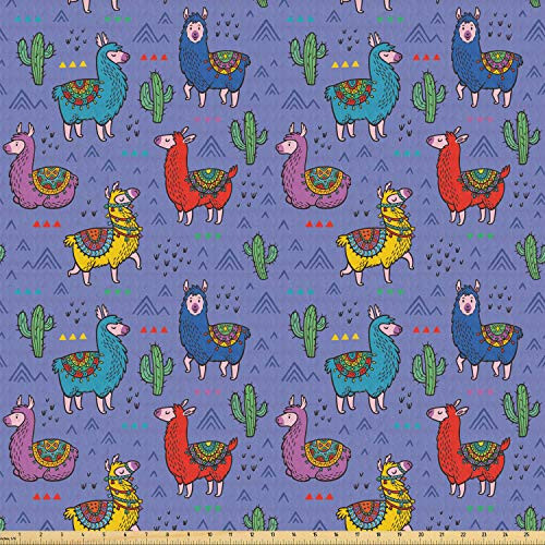 Ambesonne Llama Fabric by The Yard Cartoon Style Furry Animals Mexican Folk Details Triangle and Cactus Kids Design Stretch Knit Fabric for Clothing Sewing and Arts Crafts 1 Yard Purple Red Ambesonne Llama Fabric by The Yard Cartoon Style Furry Animals Mexican Folk Details Triangle and Cactus Kids Design Stretch Knit Fabric for Clothing Sewing and Arts Crafts 1 Yard Purple Red