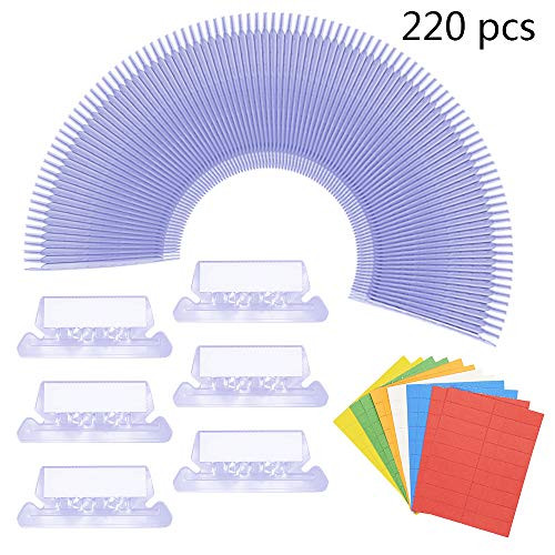 220 Sets File Folder Tabs and Inserts, 220 Hanging Folder Tabs Clear and 240 Assorted Color Inserts for Quick Identification of Hanging Files, 2