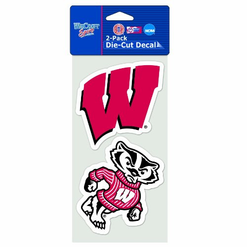 NCAA Wisconsin Badgers 2 Piece Die Cut Decal 4  x 8