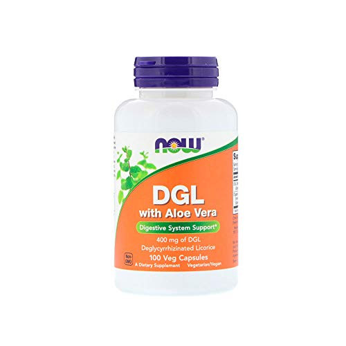 NOW Supplements DGL with Aloe Vera  Deglycyrrhizinated Licorice  100 Veg Capsules