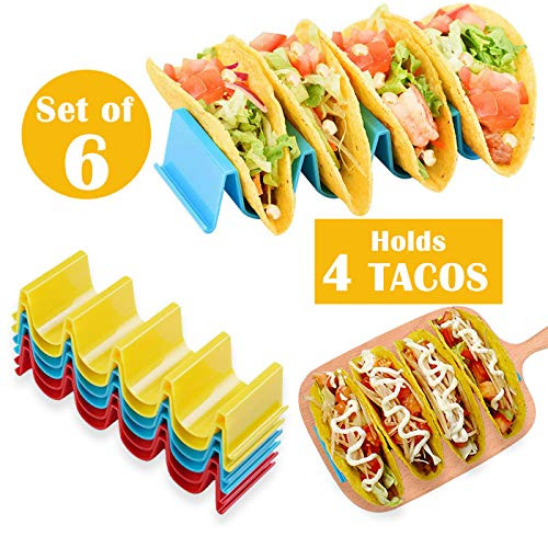 Taco Holder Taco Holder Stand Set of 6 PP Health Material Taco Rack Good Holder Stand on Table Hold 4 Hard or Soft Shell Taco Safe for Baking as Truck Tray