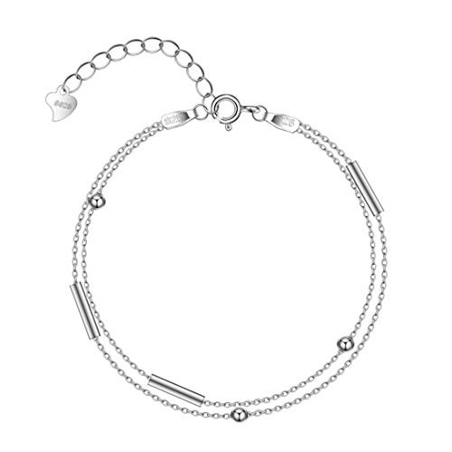 Ankle Bracelets 925 Sterling Silver Anklet bracelets for Women Adjustable Double Layered Anklets Foot Chain Anklets Ankle Bracelets 925 Sterling Silver Anklet bracelets for Women Adjustable Double Layered Anklets Foot Chain Anklets