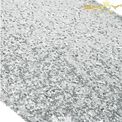 Silver Bridal Shower Decorations 14x108 Inch Silver Sequin Table Runners 5pcs Table Runner for Party  0723S