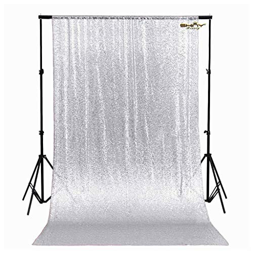 ShinyBeauty Silver Sequin BACKDROP CURTAIN 4FTx8FT Sequin Photography BackdropPhoto Booth BackgroundSequin Christmas Backdrop Curtain  4FTx8FT Silver