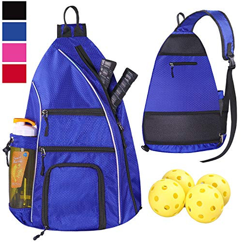 LLYWCM Sling Bag   Pickleball Bag   Reversible Crossbody Sling Backpack for Pickleball Paddles Tennis Pickleball Racket and Travel for Women Men  Blue