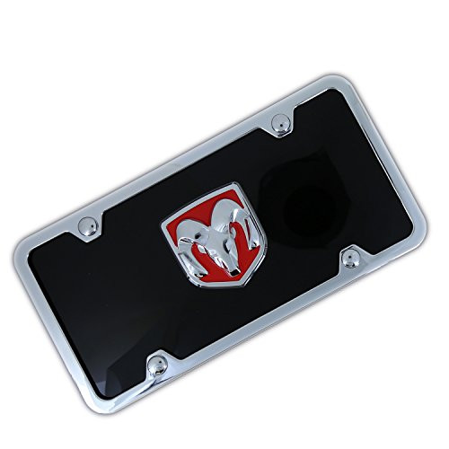 Au Tomotive Gold INC Red 3D Logo On License Plate   Frame for Dodge RAM  Black