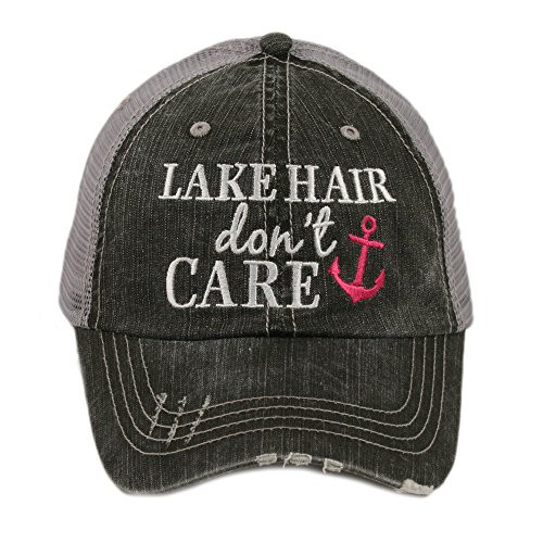 KATYDID Lake Hair Dont Care Baseball Cap   Trucker Hats for Women   Stylish Cute Sun Hat  Pink Anchor