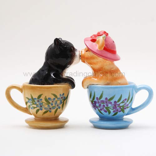Pacific Giftware ATTRACTIVES Salt and Pepper Shaker   Tea Cup Kitten