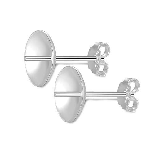10 Pairs Sterling Silver Earring Posts 07mm Pin Stud Earrings 6mm  024 inch  Setting Pearl Cup with Earnut Safety Clutches Backs SS197