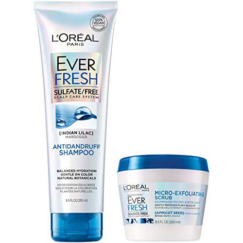 L Oreal Paris Hair Care EverFresh Sulfate Free Anti Dandruff Shampoo   Micro Exfoliating Scrub Kit With Indian Lilac For Dandruff   Removing Build Up  85 Fl Oz each