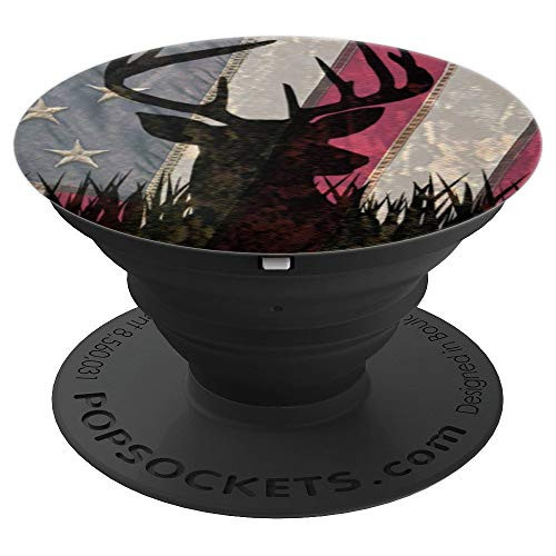 Deer hunting American flag background design PopSockets Grip and Stand for Phones and Tablets