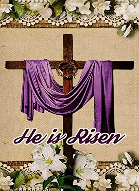 lovegarden He is Risen Easter Cross Lily Garden Flag House Yard Decorative Double Sided Flag 125 x 18 Inch lovegarden He is Risen Easter Cross Lily Garden Flag House Yard Decorative Double Sided Flag 125 x 18 Inch