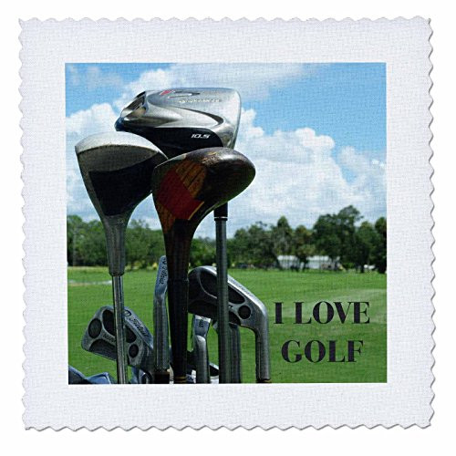 3dRose qs 31152 3 Lovin Golf Quilt Square 8 by 8 Inch