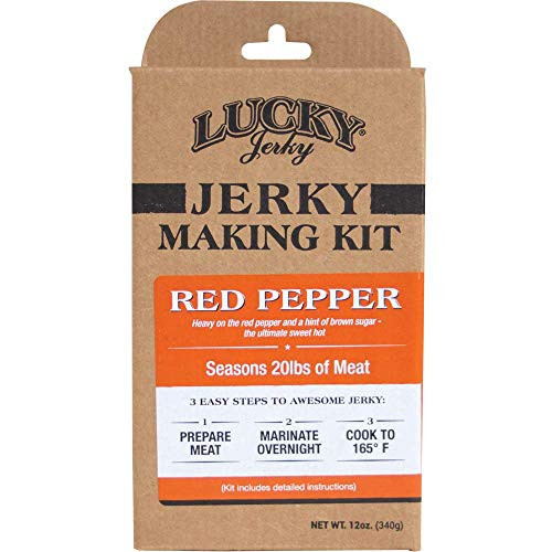 DIY Red Pepper Jerky Seasoning Kit 12oz   by Lucky Beef Jerky   Sweet   Hot Spicy Red Pepper flavor Easy Jerky Making Spice Marinade Seasoning Beef Jerky Deer Jerky Wild Game  7005