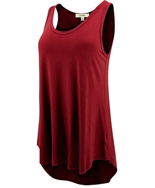 LUVAGE Women s High Low Tunic Tank Top Shirt   Casual Sleeveless Loose Fit Tops Wine LUVAGE Women s High Low Tunic Tank Top Shirt   Casual Sleeveless Loose Fit Tops Wine