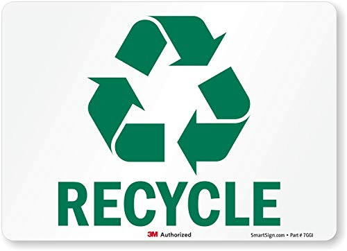 SmartSign 3M Engineer Grade Reflective Label Legend Recycle with Graphic 5 high x 7 wide Green on White SmartSign 3M Engineer Grade Reflective Label Legend Recycle with Graphic 5 high x 7 wide Green on White