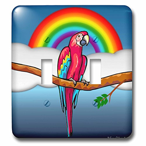 3dRose lsp 63088 2 Macaw Parrot With Rainbow Background Double Toggle Switch