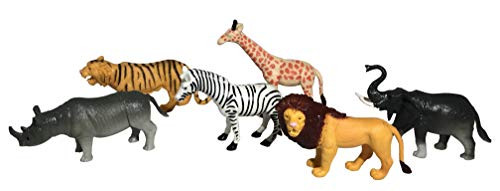 Set of 6 Wild Animal Figures - Elephant, Lion, Tiger, Giraffe, Rhino, and Zebra Set of 6 Wild Animal Figures - Elephant, Lion, Tiger, Giraffe, Rhino, and Zebra