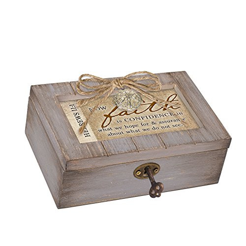 Cottage Garden Faith is Confidence Assurance Grey Locket Petite Music Box Plays Friend in Jesus