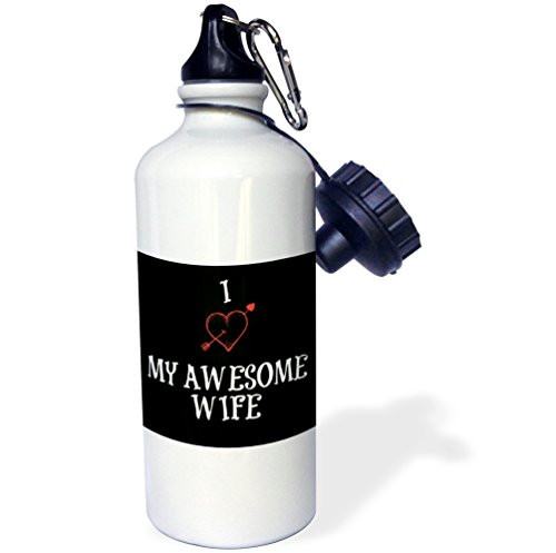 3dRose Love My Awesome Wife red heart black background Sports Water Bottle 21oz  21 oz Multicolor 3dRose Love My Awesome Wife red heart black background Sports Water Bottle 21oz  21 oz Multicolor