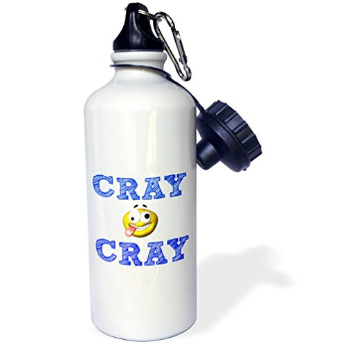 3dRose Cray Blue Letters on White Background with Funny face Picture Sports Water Bottle 21oz  21 oz Multicolor