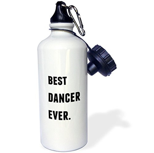 3dRose Best Dancer Ever Black Letters On A White Background Sports Water Bottle 21oz Multicolored